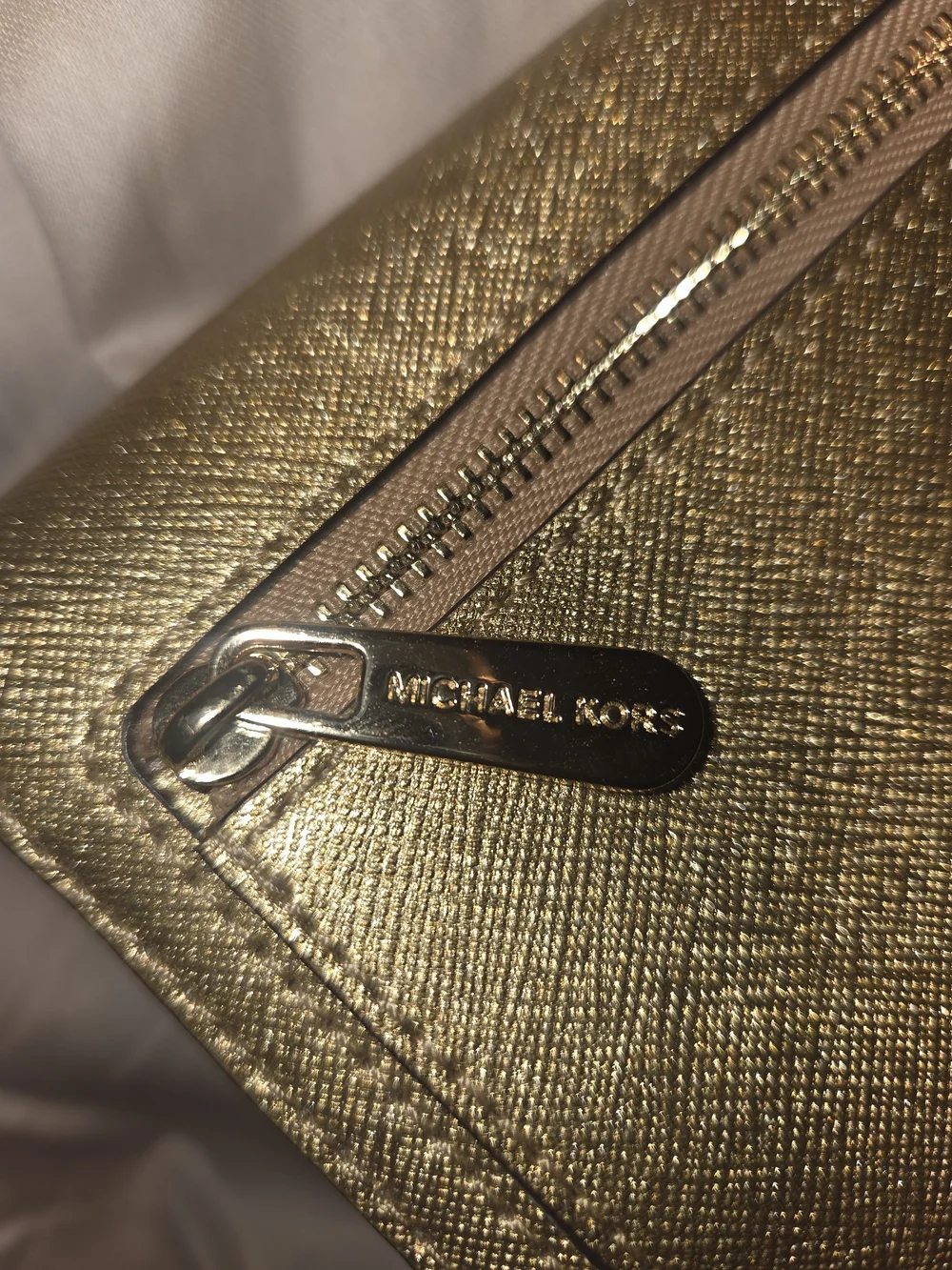 Michael Kors Gold Saffiano Leather Wallet Clutch